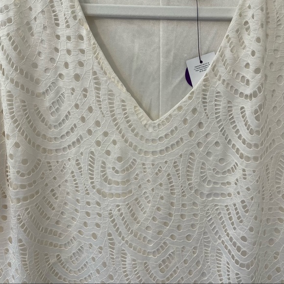 Worthington women’s Ivory lace drop shoulder flutter sleeve shift dress, small - Picture 6 of 8